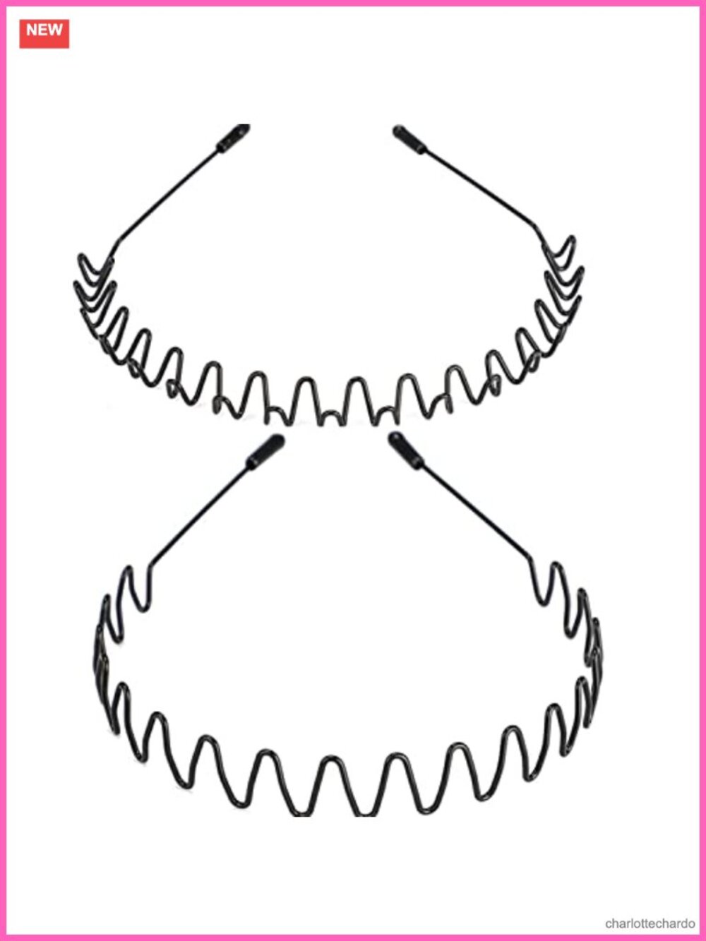 2 Pack Metal Spring Wave Headbands Non-Slip Unisex Hair Accessories